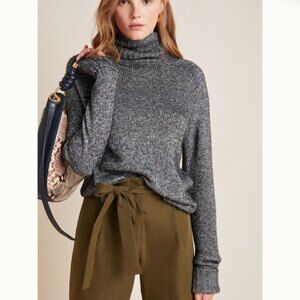 Anthropologie Silver Gray Black Metallic Thread Turtleneck Sweater (NWT)